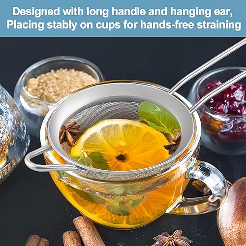 Miniatura 7 de TeamFar Colador de malla fina, colador de té de acero inoxidable de 3.3 pulgadas, colador de barra pequeña cónica de malla para cóctel, jugo de