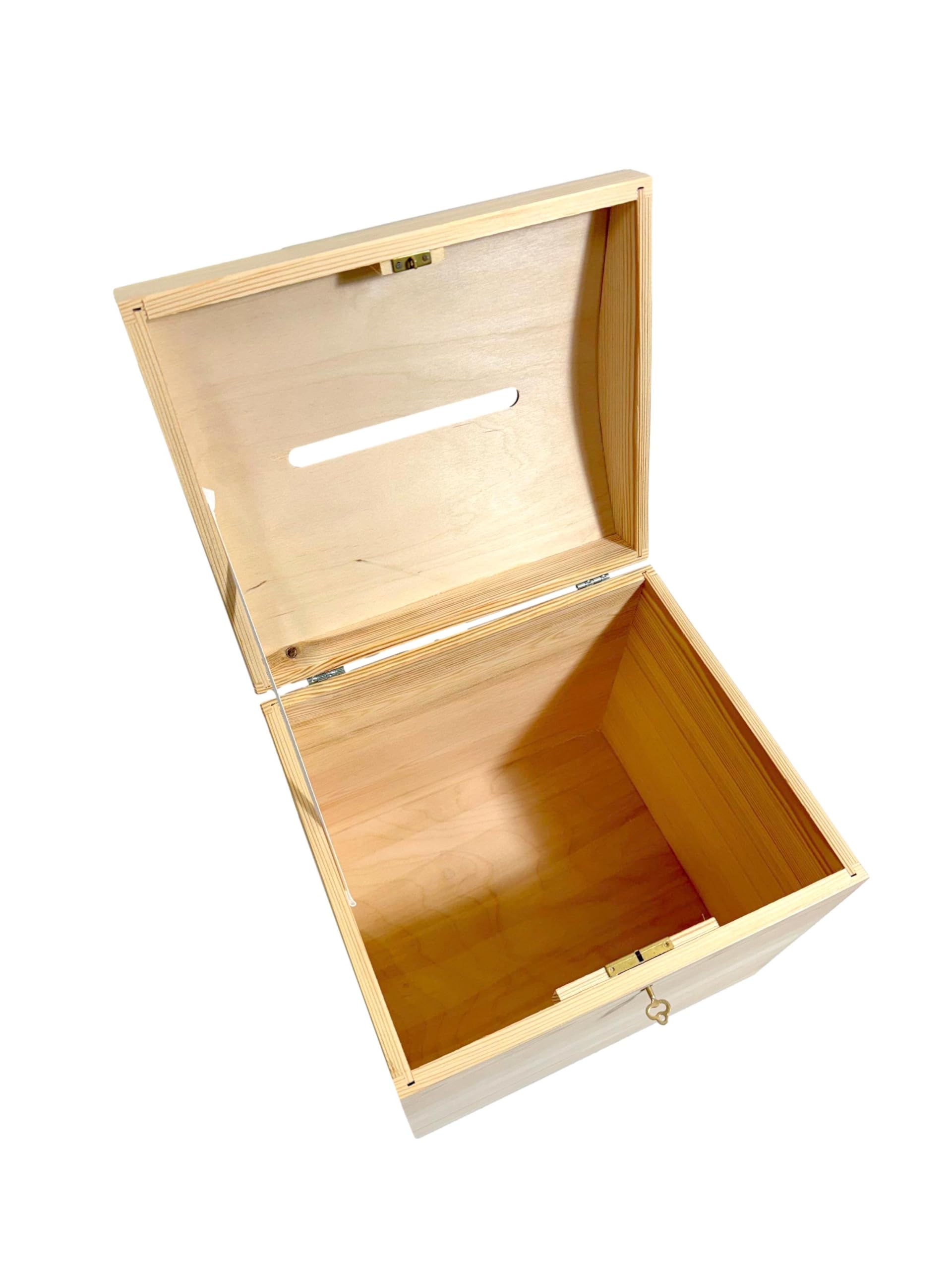 Wooden World - Scatola di legno per buste o urna elettorale - Scatola con foro per l'inserimento delle buste - 25 x 29 x 29 cm