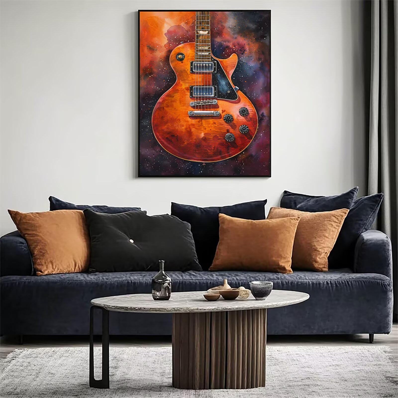 Malowanie gitarą dla dorosłych, malowanie według numerów dla dorosłych gwiaździste niebo, DIY kreatywne hobby dla dorosłych, malowanie według numerów dla dorosłych pędzlami i akrylem, dekoracja domu