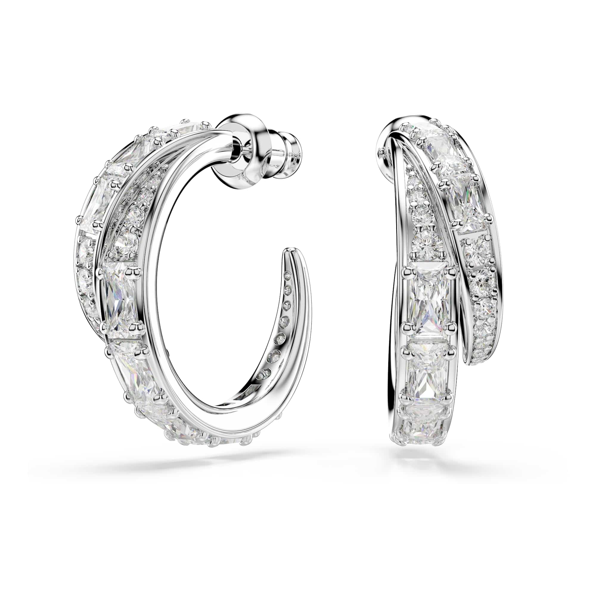 Swarovski Vienna Hoop Earrings, Mixed Cuts, White, Rhodium Plated