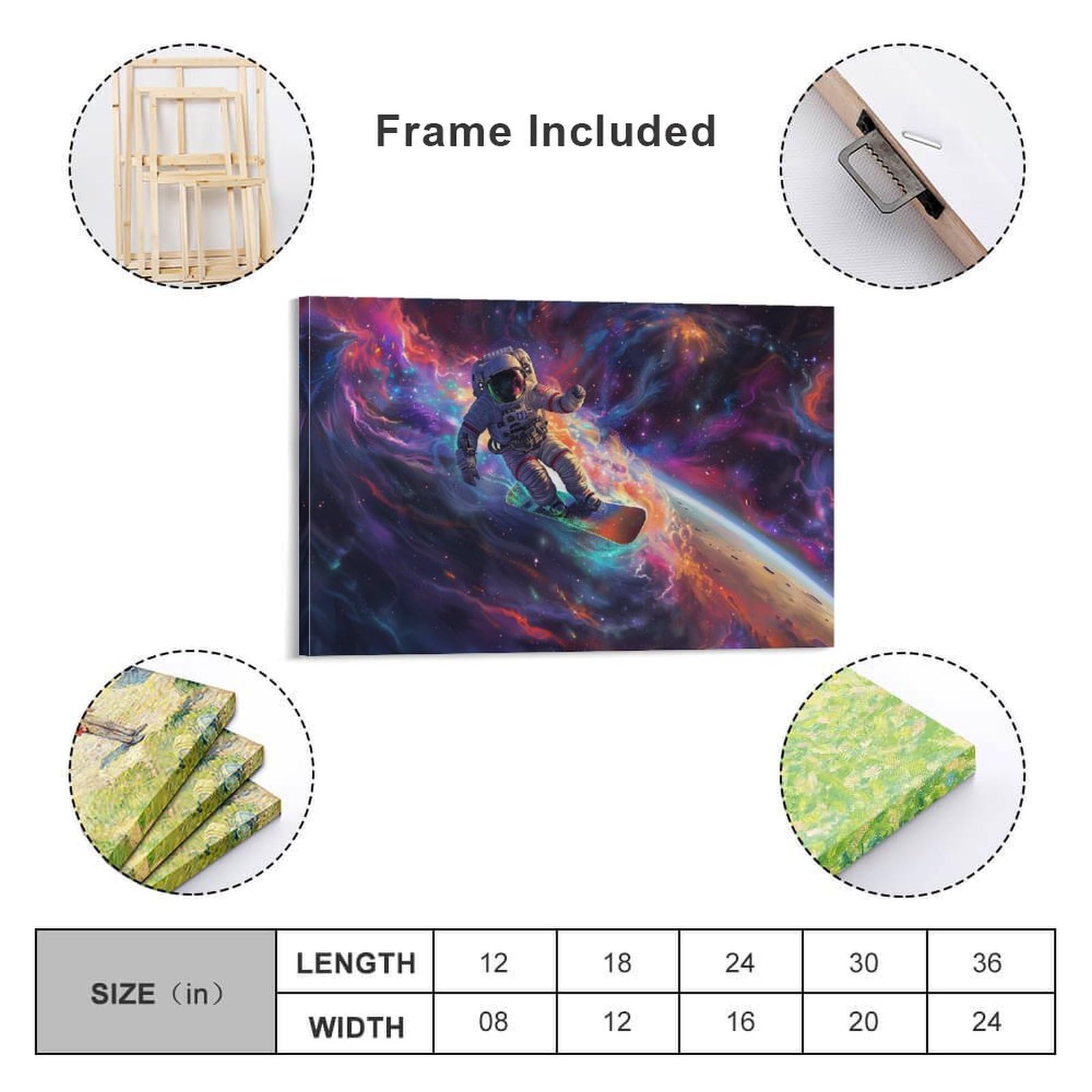 Amazon.co.jp: 絵画 宇宙飛行士が天の川の波に乗る アートパネル