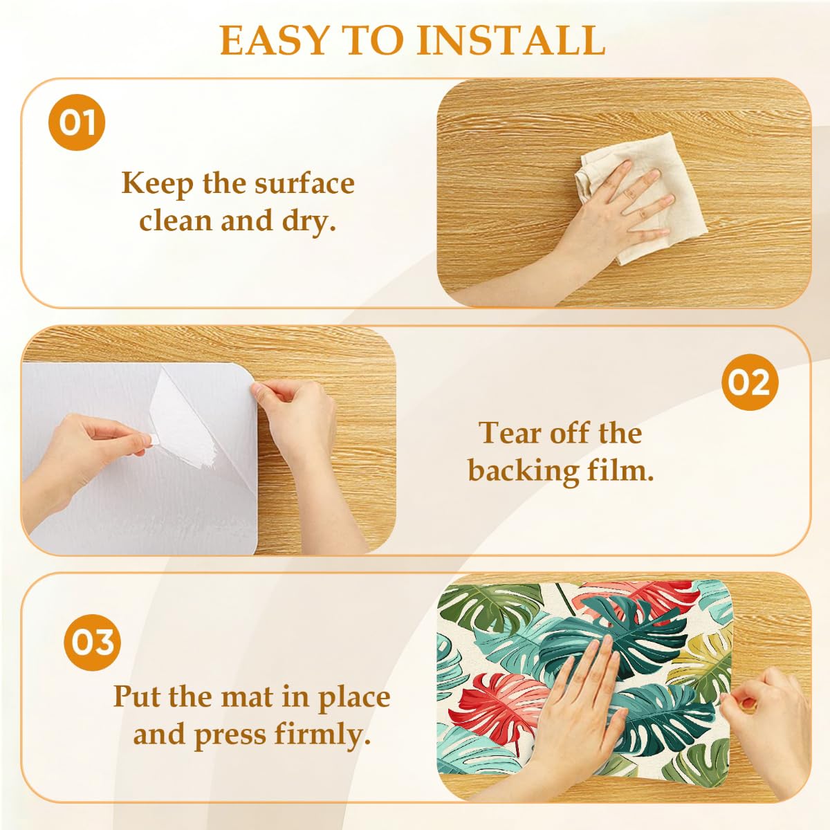 Colorful Tropical Palm Leaves Stair Treads Non Slip Bullnose Stair Step Carpet Runner Rug Mat for Wooden Marble Ceramic Staircase Steps, 10 Pcs