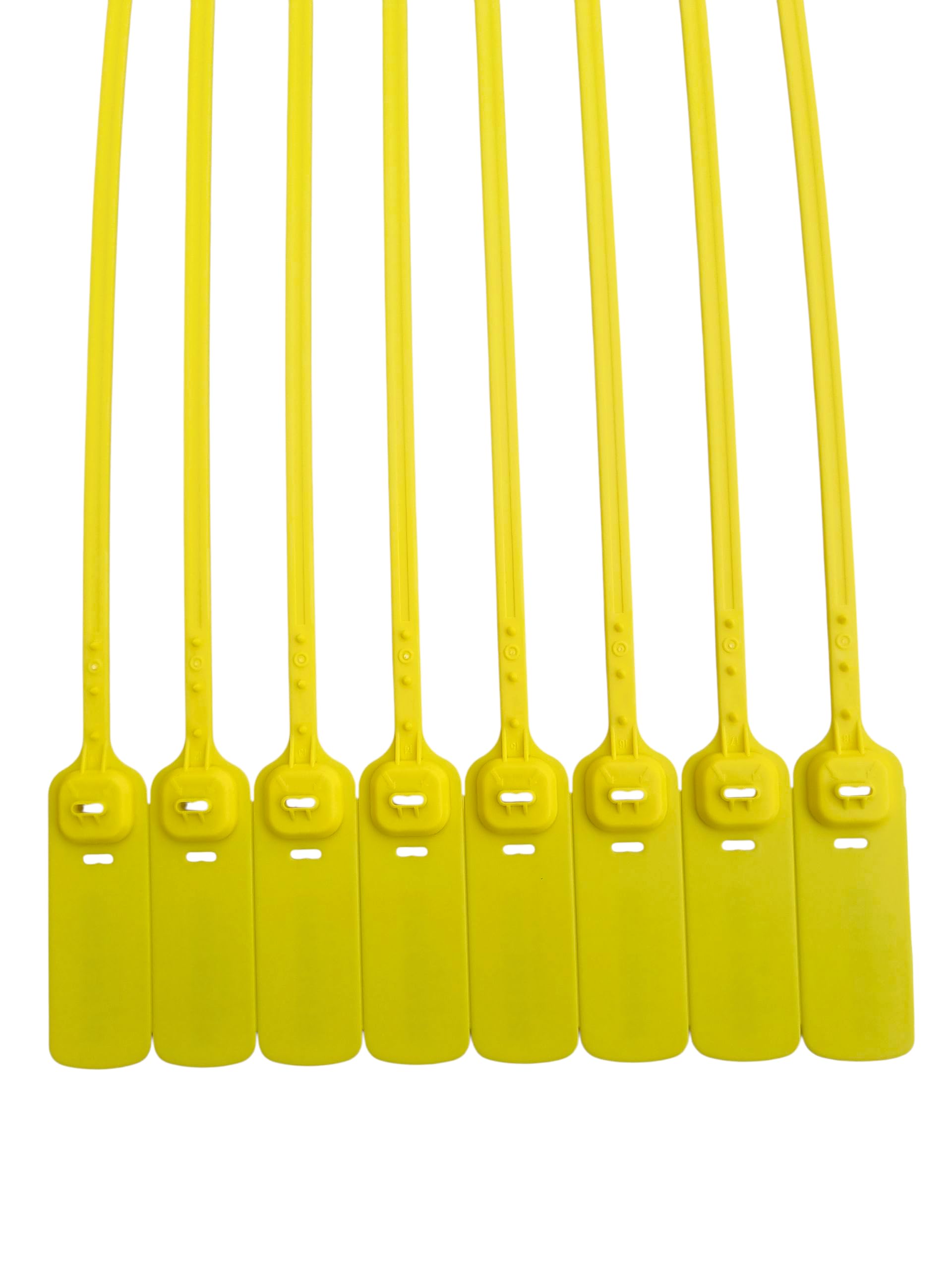 1000 x 40 cm Guarnizione di sicurezza in plastica gialla con cinghia piatta – numerate con codice a barre, antimanomissione – per container, gabbie, carrelli, spedizioni di alto valore