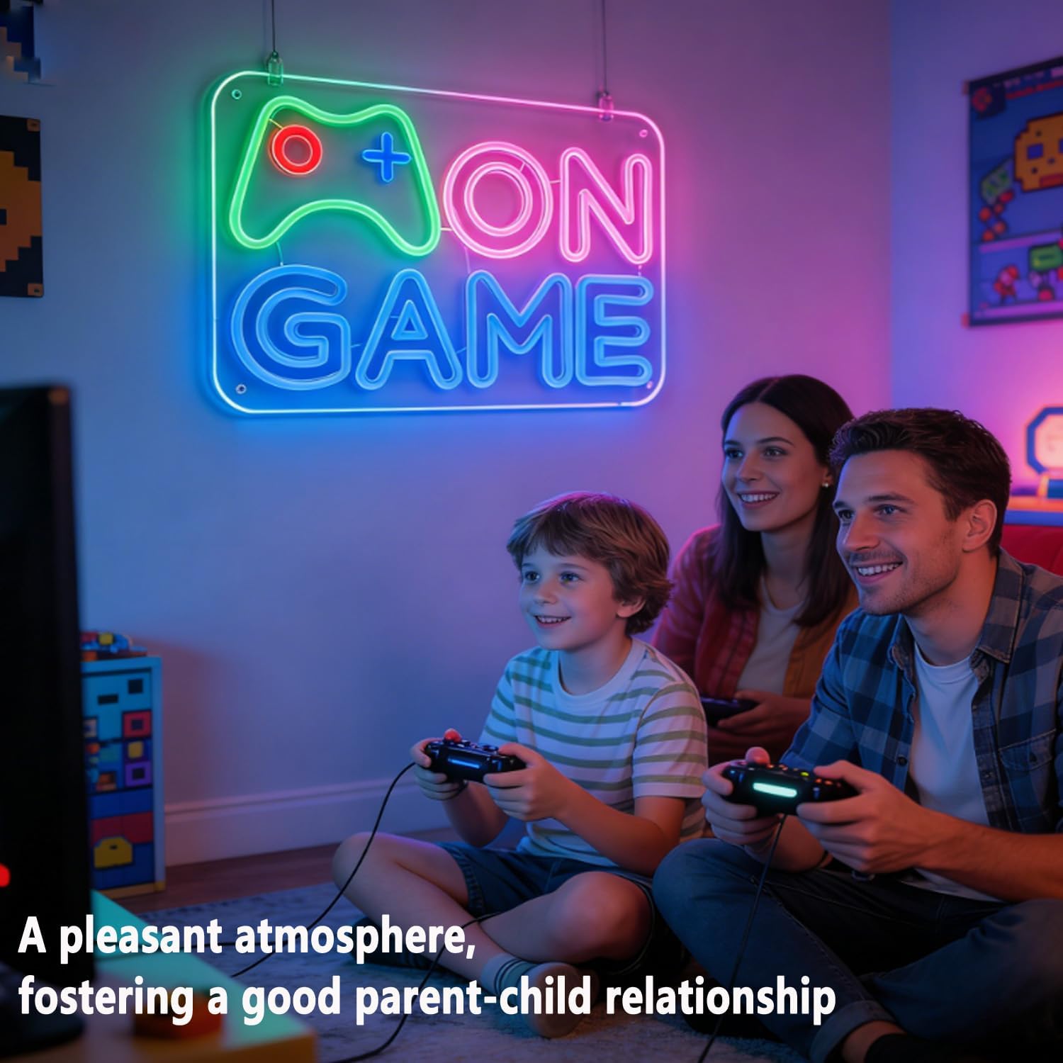 Gaming Neon Sign - ON GAME LED Light with Controller Design, USB Powered Neon Light for Wall Decor, Remote Control Gaming Lamp for Playroom Bedroom, Perfect Gamer Gift