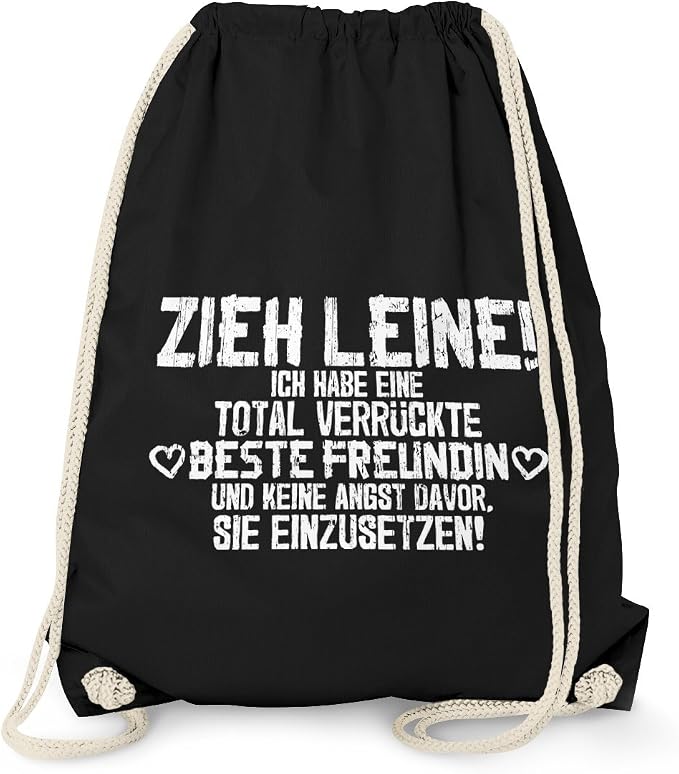 Fashionalarm Turnbeutel Mit Lustigem Spruch – 'Zieh Leine - Verrückter Boxer', 37x46 Cm, 100% Baumwolle