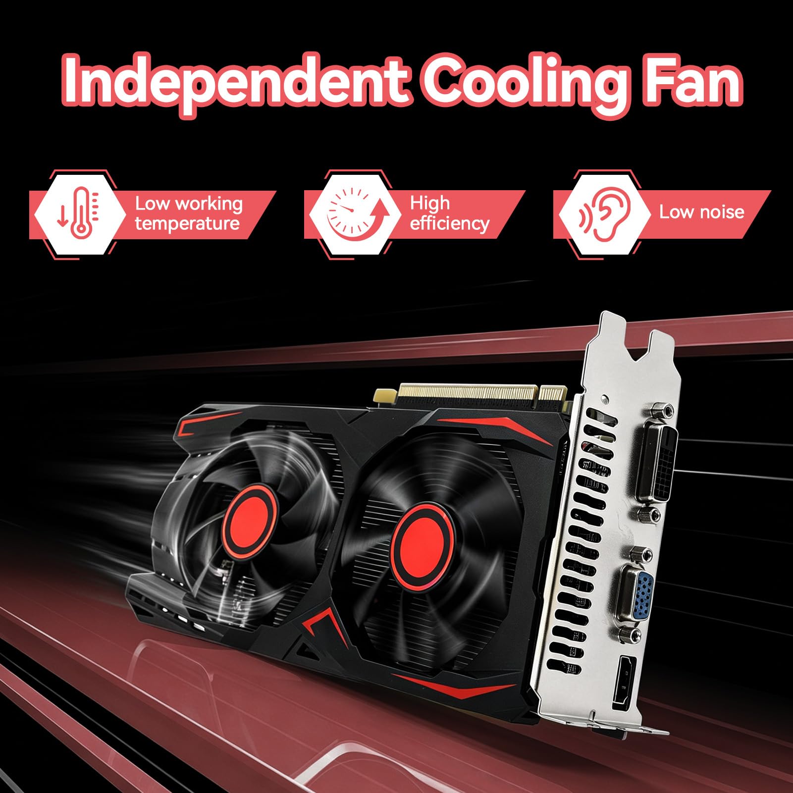 Cartes Graphiques 6 Go, Carte Graphique, 6 Go GDDR5 192 Bits Double Ventilateur PCIE 2.0 16X Slot Prend en Charge DVI VGA HDMI Interface multimédia Carte vidéo de Jeu