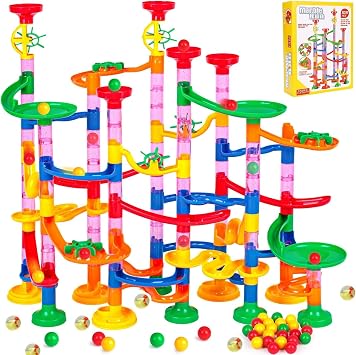 Marble Run 139 PCS Building Toy Set with Colorful Marbles, Creative Marbel Run Track Construction Game for Kids, Educational STEM Marble Runs Gift for 3 4 5 6 7 8 9 10 Year Olds Boys Girls