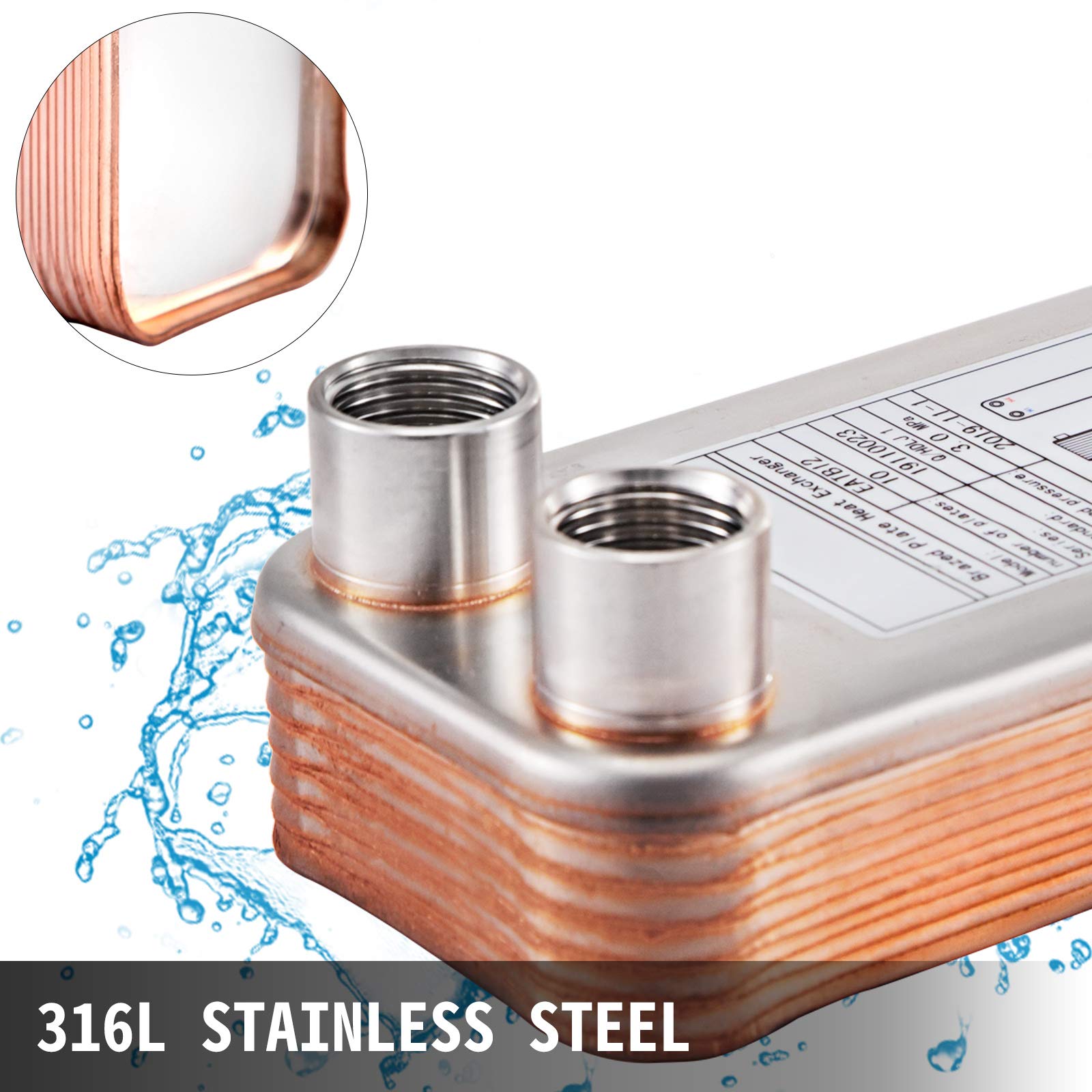 Brazed 30 40 60 Plates Heat Exchanger Homebrew Beer Cooler Wort Counterflow Chiller Cooler Stainless Garden Hose Cooling Narzędzia ogrodowe(60 Plates)