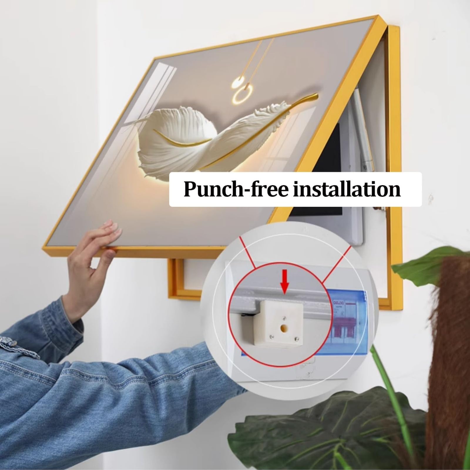 Cubierta decorativa para caja de interruptores, cubierta de distribución oculta, pulsador izquierdo, gabinete para caja de fusibles, panel eléctrico, interruptor de fusibles(A,45 * 35CM)