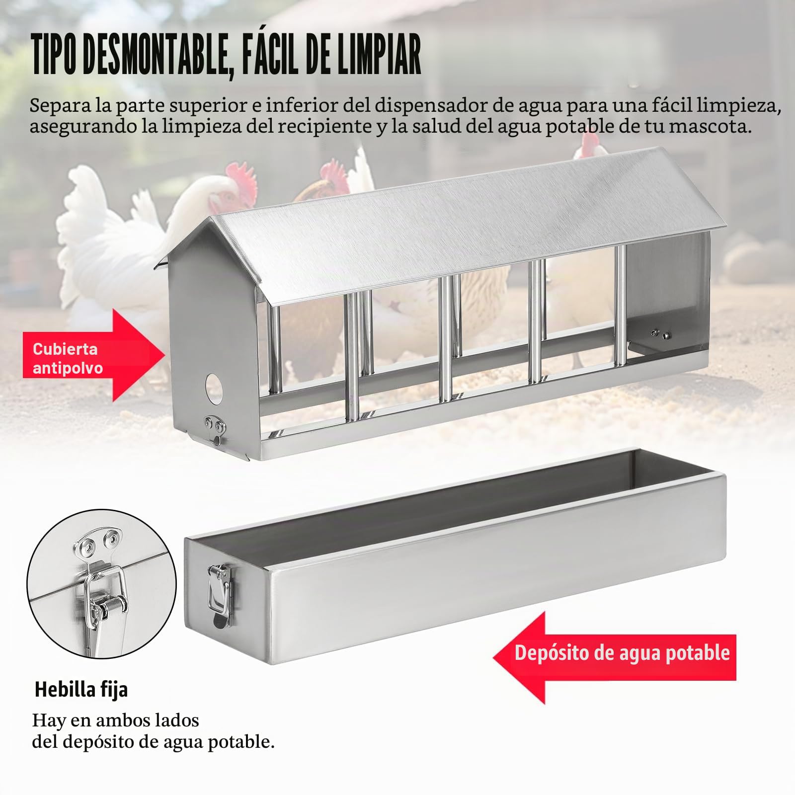 Bebederos Automáticos para Gallinas 2.6L Dispensador de Agua para Palomas de Acero Inoxidable con Válvula de Flotador y Manguera de Acero Inoxidable de 80cm Fuente para Aves de Corral