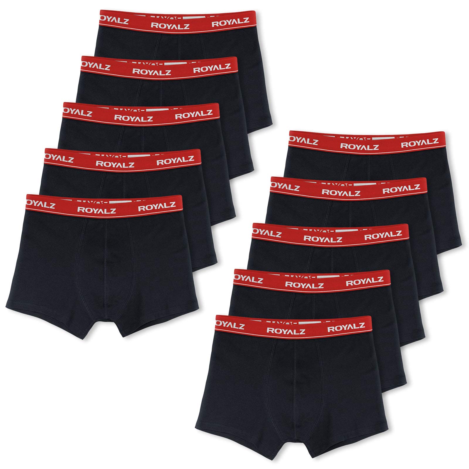 ROYALZ Boxershorts Pantaloncini da Uomo 10 pz. Classici Senza Cuciture per Sport e Tempo Libero, Pacco da 10 (95% Cotone / 5% Elastan)