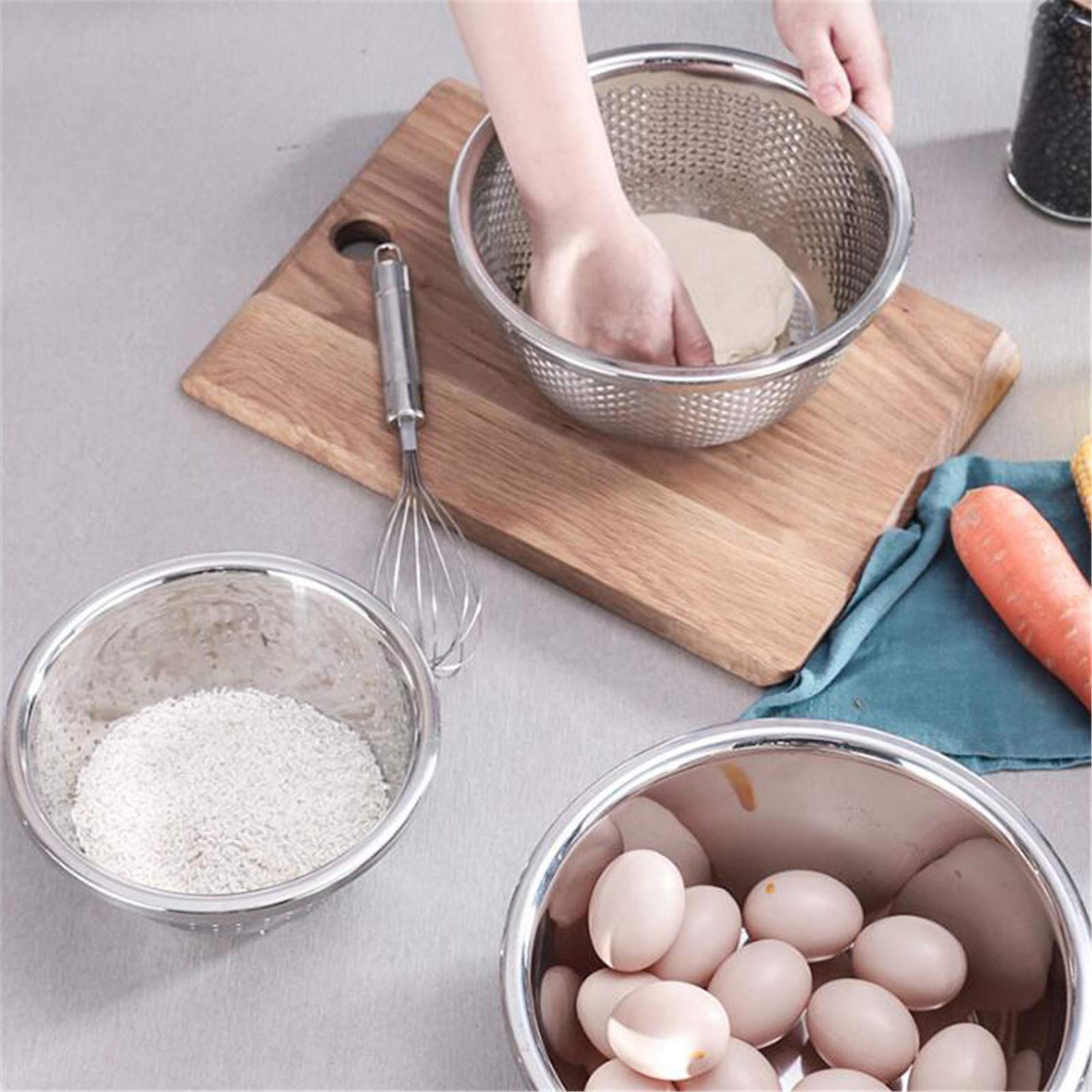 Cuencos Nido de Acero Inoxidable de 3 Piezas - Vajilla Apta para microondas para Mezclar, batir y almacenar Alimentos (sin Tapa)-