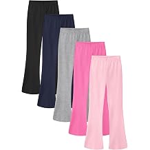 Resinta 5 Pack Girls Flare Leggings Cotton Blend Soft Flared Pants Bell Bottom Leggings for Girls Size 5-14Y Fall Winter