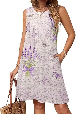 Women's Summer Casual Sleeveless Beach Dress with Pockets