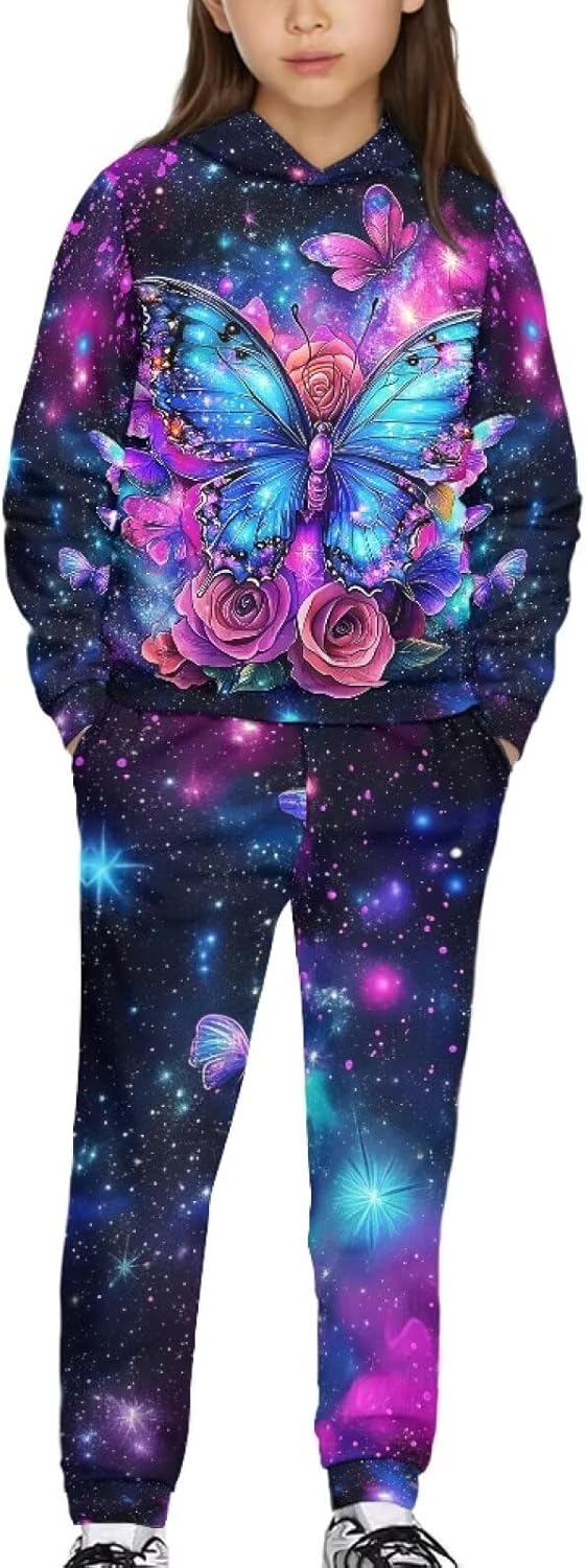 Upetstory Kids 2 Piece Hoodies and Pants for Girls Boys Size 5-12 Years