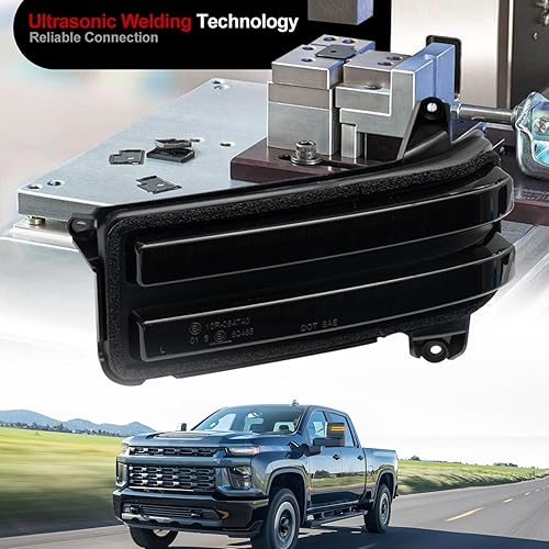 Miniatura 8 de Luces LED secuenciales de marcador de espejo lateral para Chevy Silverado GMC Sierra 2500HD 3500HD 3500HD, indicador de señal de giro ámbar y