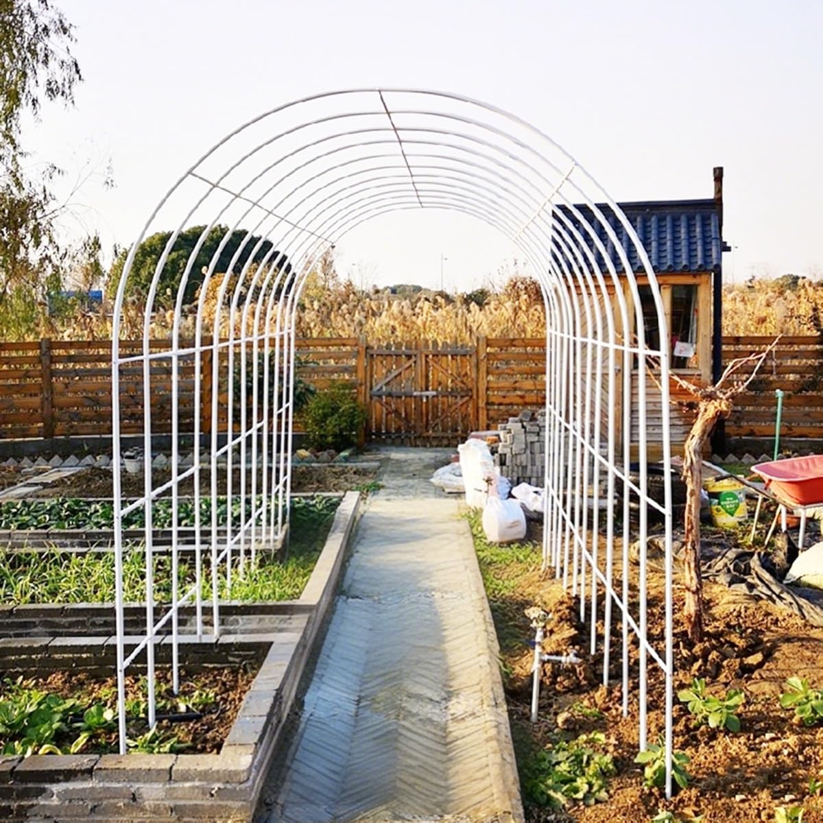 Arco Rampicanti Archi Giardino 120 180 200 240, Sostegno Pergolato in Metallo per Rose Fiori Piante Vite, Supporto per Decorazioni Nozze Esterni e Interni(Nero,W180 x H250 x D40 cm)