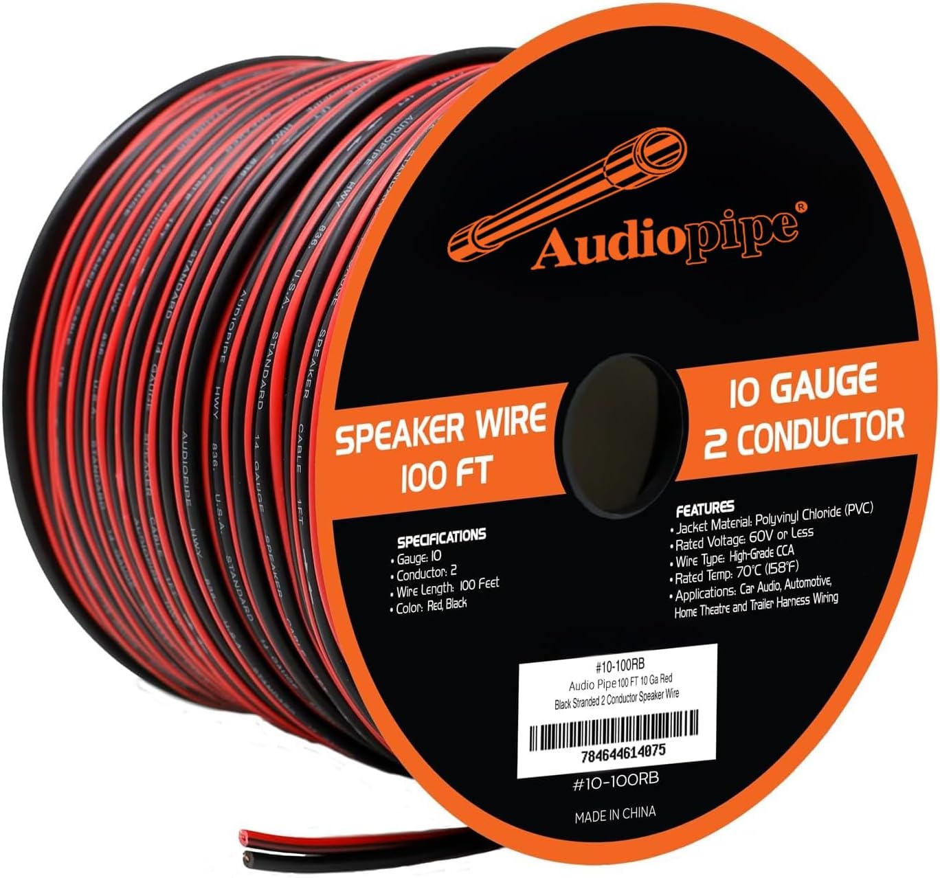 100 ft 10 Gauge CCA Red Black Stranded 2 Conductor Speaker Wire Car Home Audio