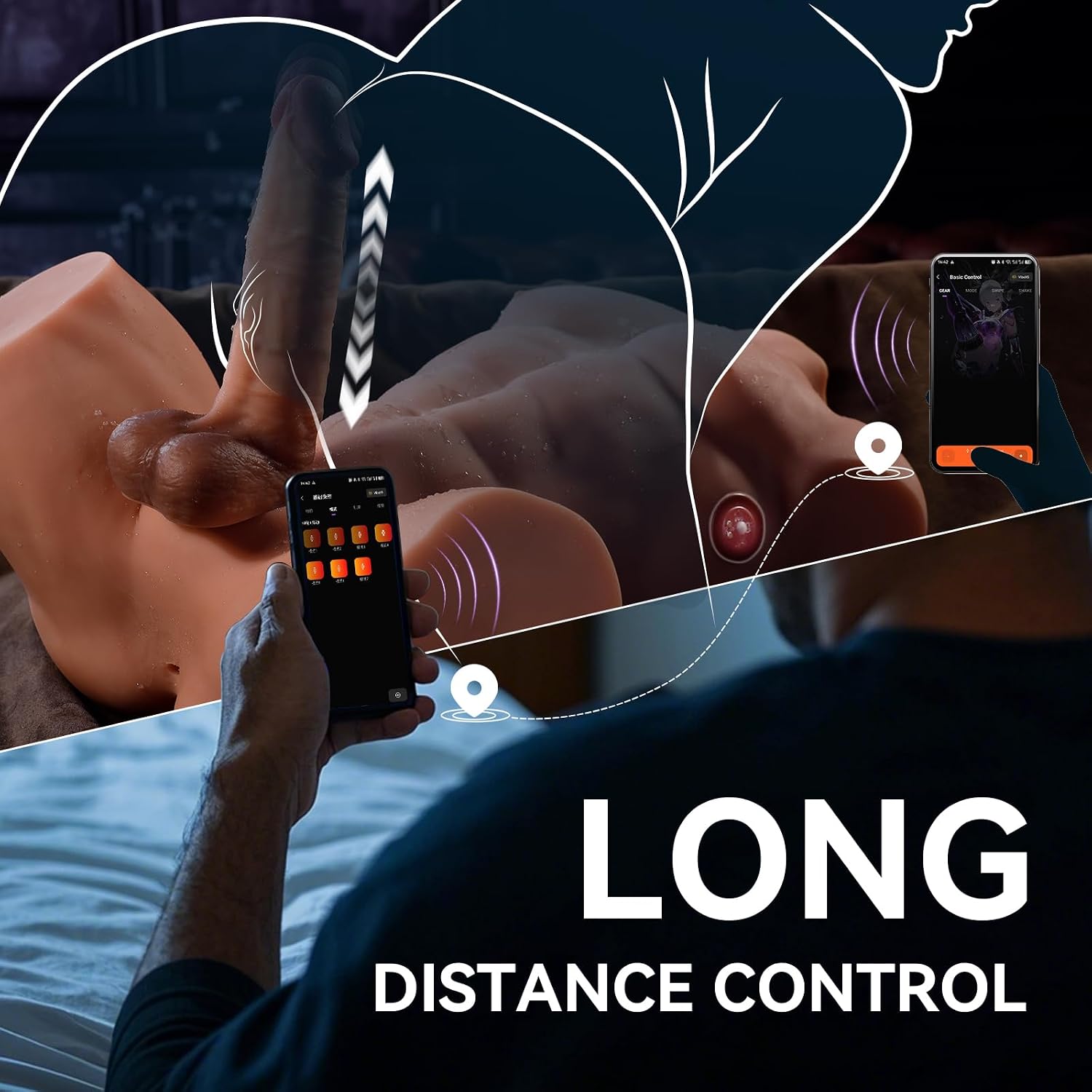 35LB Male Sex Doll with App Video Recognition, 2 Realistic Long Detachable Vibrating Thrusting Dildo Sex Machine for Women with Tight Anal Channel, AI-Powered Torso Sex Dolls for Men Female Couples