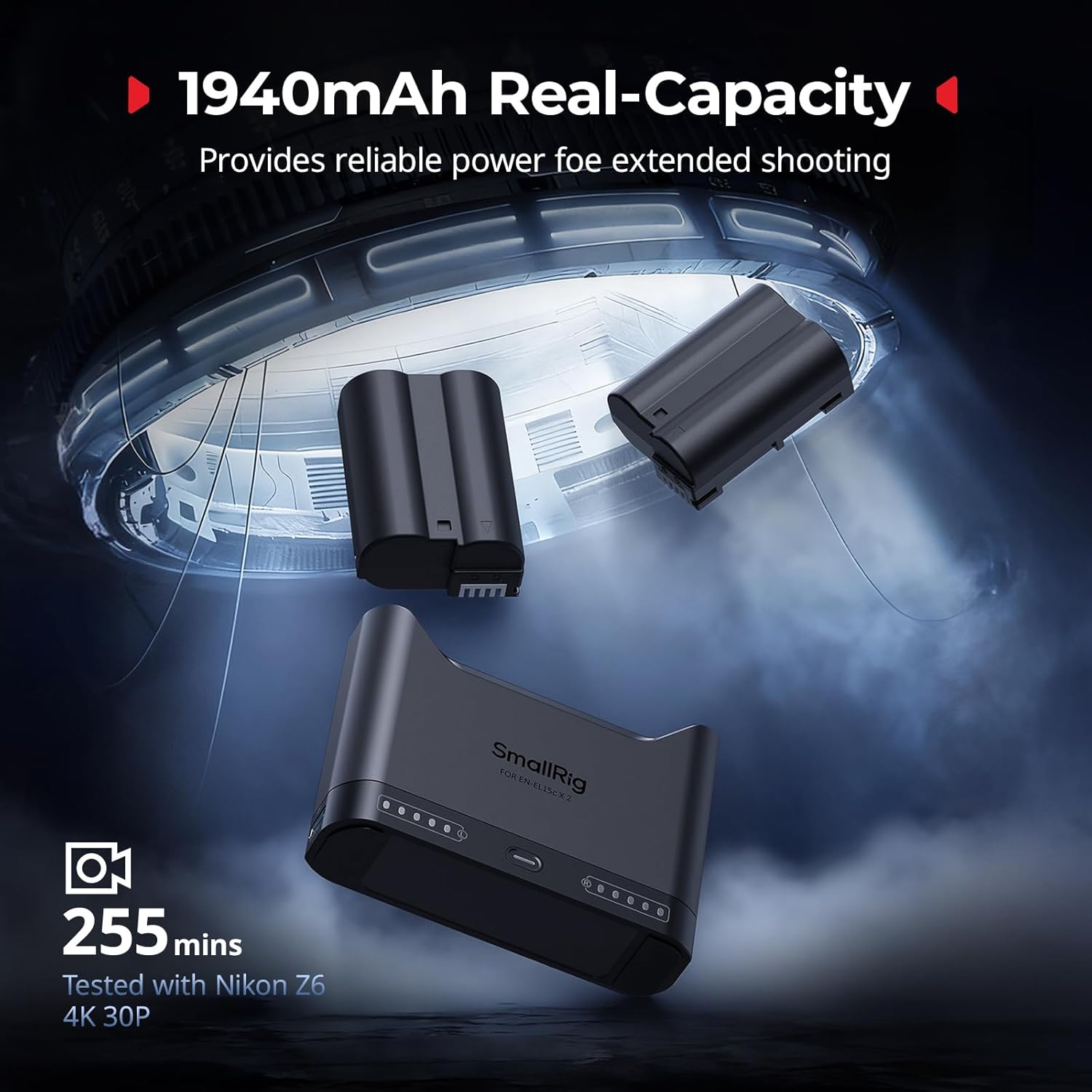 SMALLRIG EN-EL15c Camera Battery Set for Nikon, 22.5W Dual Slot Charger, 1940mAh Batteries, Full Compatible With Nikon ZR, Z6III, Zf, Z8, Z7II, Z7, Z6II, Z6, D850, D810, D780, D750, D500, D7500, D7200