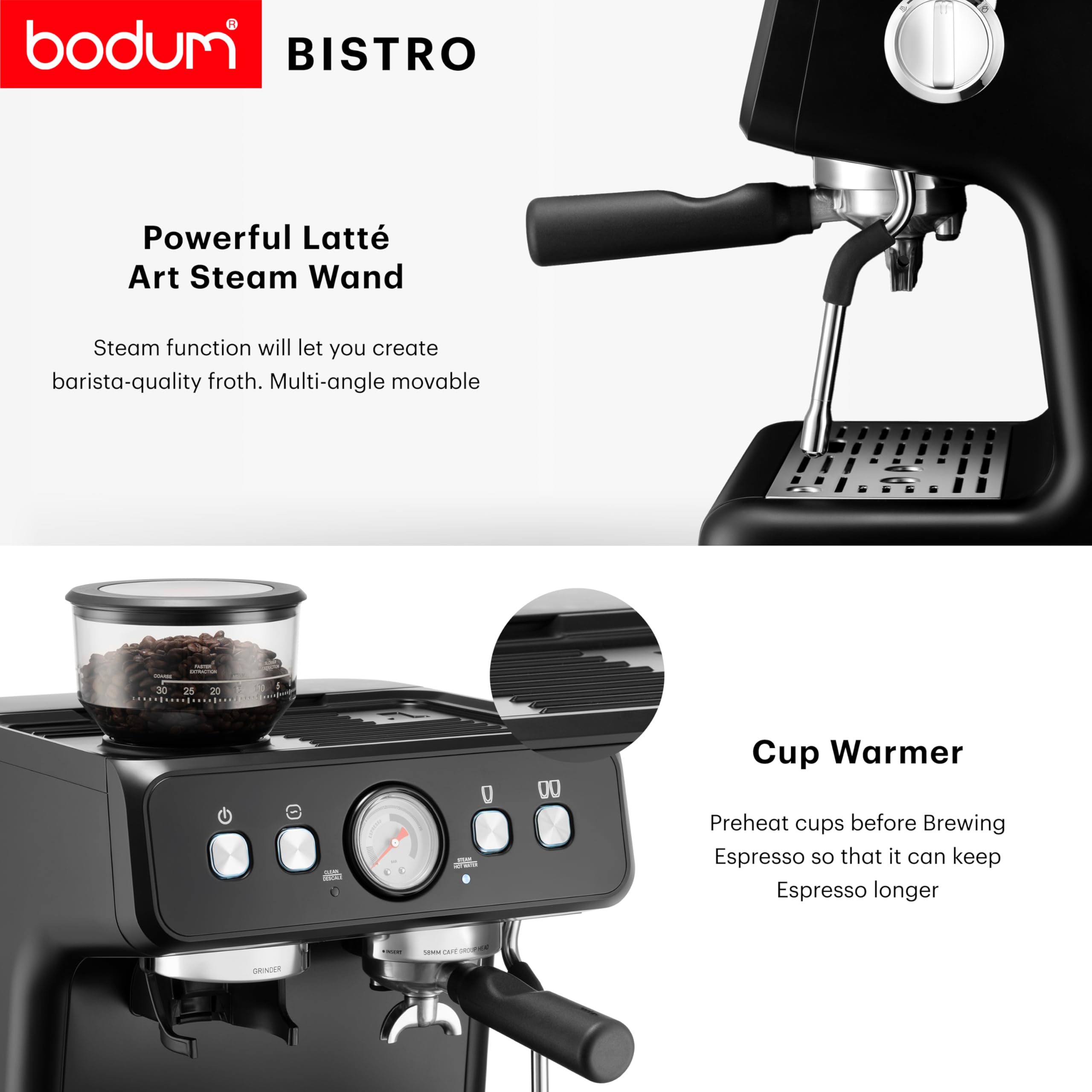 Amazon.co.jp: Bodum Bistro 電動エスプレッソマシン ステンレス