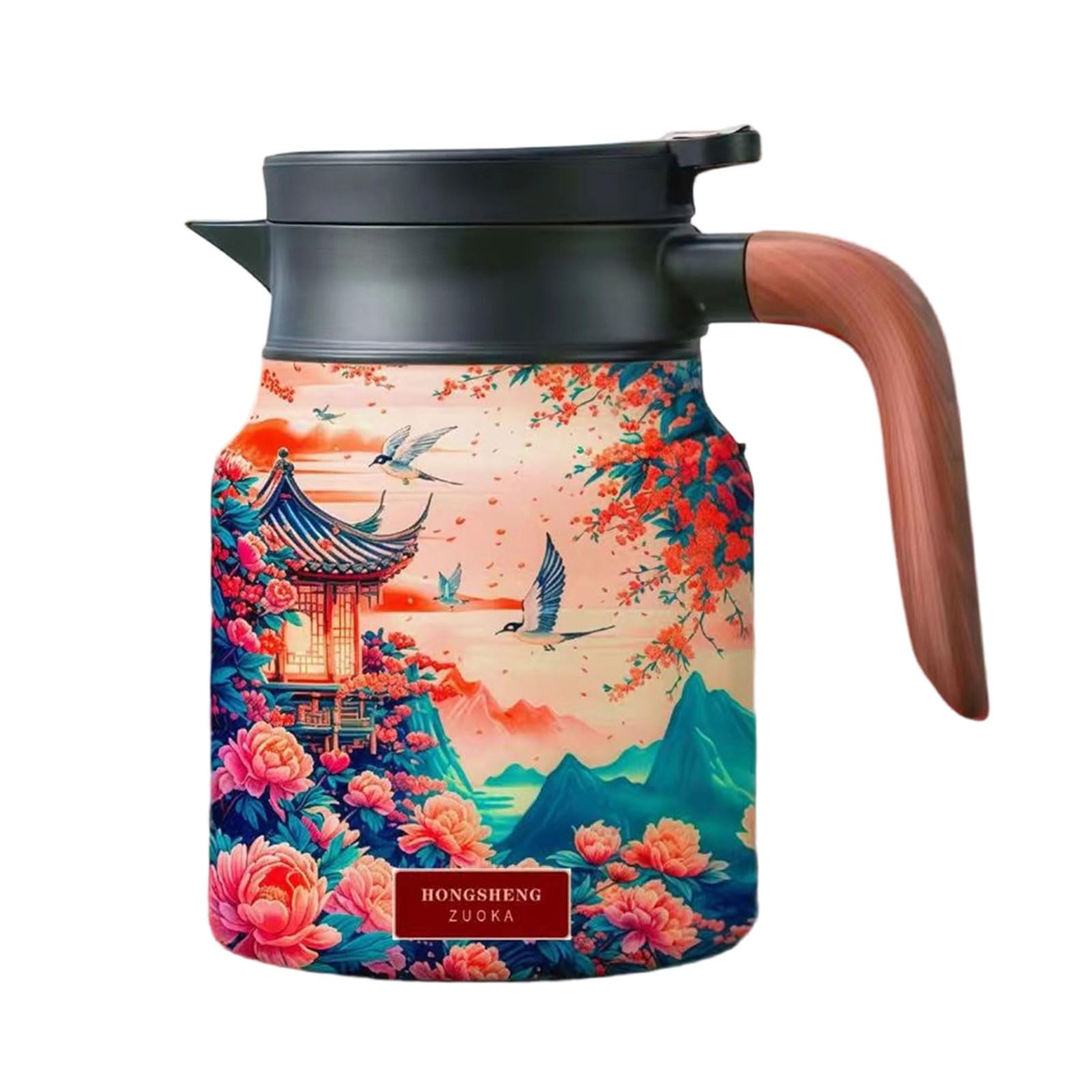Xjdzineq Large Capacity 1000ml Thermal Teapot with Wooden Grip and Premium Stainless Steels Infuser for Steeping Teas Teapot with Strainer