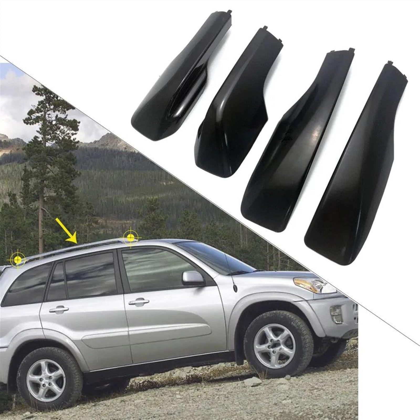 Universal Roof Rack End Caps Toyota RAV4 Roof Rack Caps 4pcs Black Roof Rack End Cap Replacement For ...
