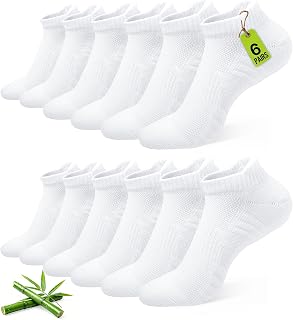 Ankle Socks for Women, Soft Bamboo Viscose, Targeted Cushion | 6 Pairs Low Cut Socks, Breathable Moisture Wicking, Wide Toe Room and Heel Tab for Sneakers, Walking, Work, and Daily Comfort