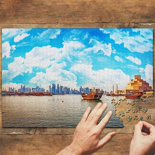 Vista 2 de Qatar - Rompecabezas de 1000 piezas Museo de Arte Islámico Doha Qatar rompecabezas de viaje recuerdo de madera