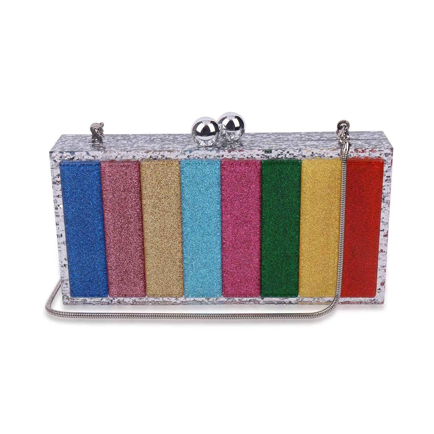 Women Acrylic Clutch Purses For Women with Chain Strap Striped Desiger