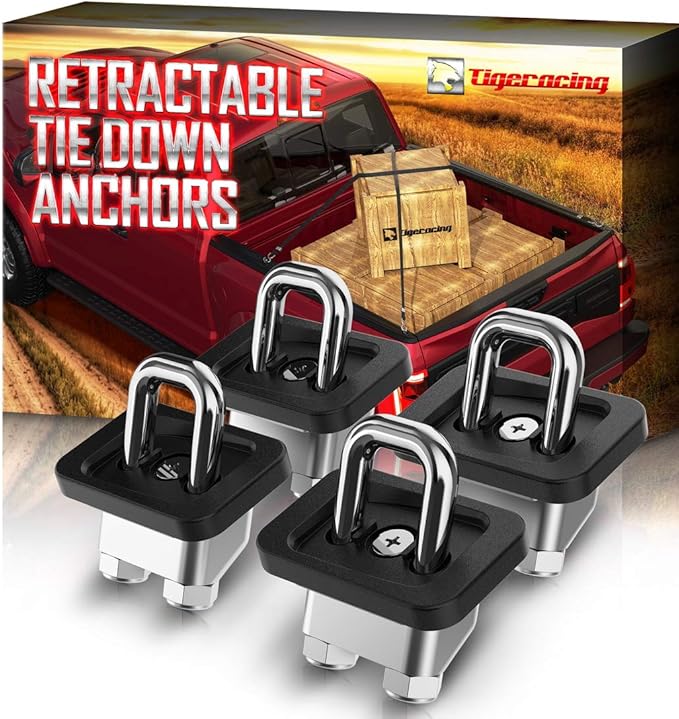 Tigeracing Tie Down Anchors Retractable Truck Bed D Ring Compatible with 20072023