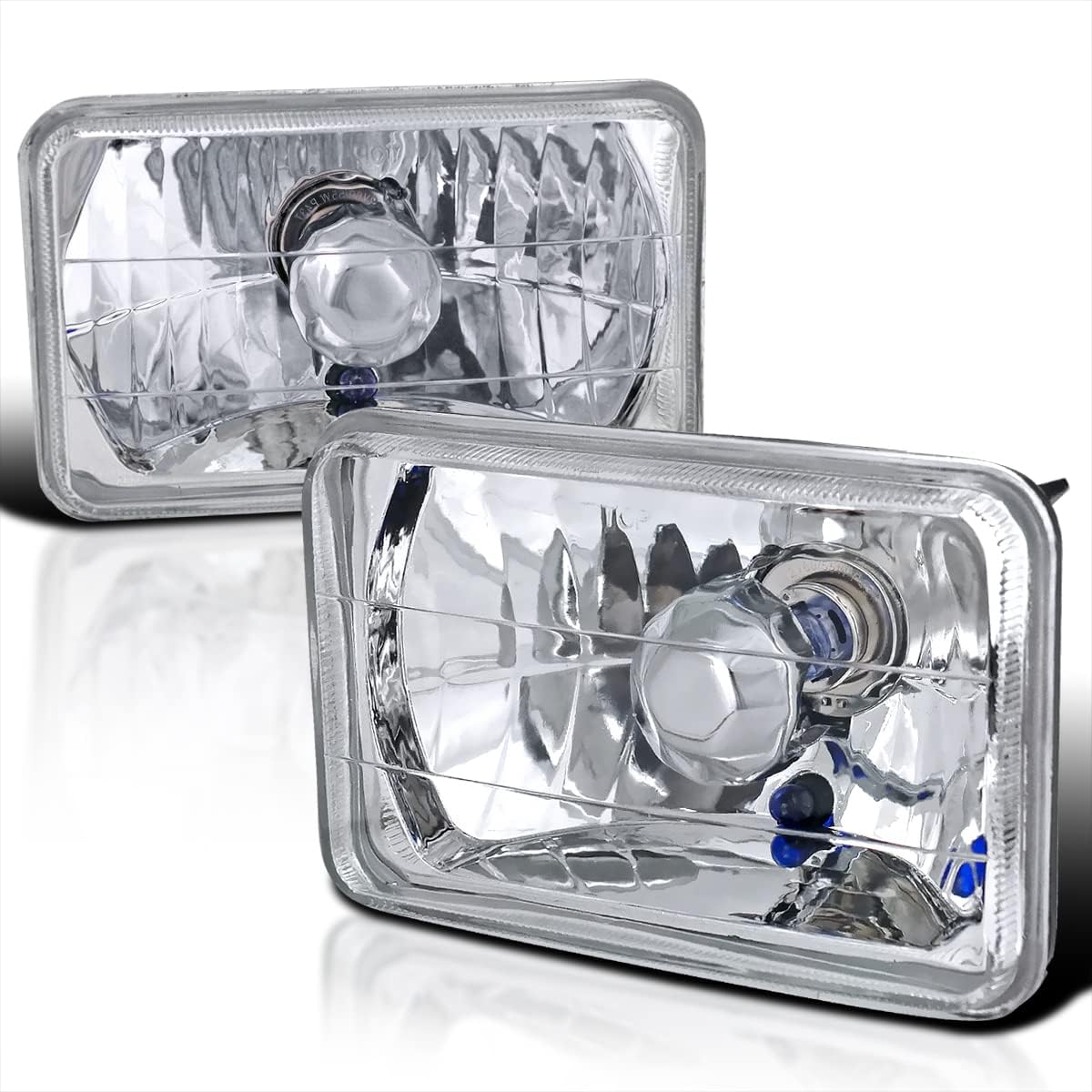 SPEC-D TUNING 2PCS 4X6 Inch Black Rectangular Sealed Beam Headlights H4 H4651 H4652 H4656 H4666 H6545 Conversion Kit Head Lamps Assembly Left + Right Pair
