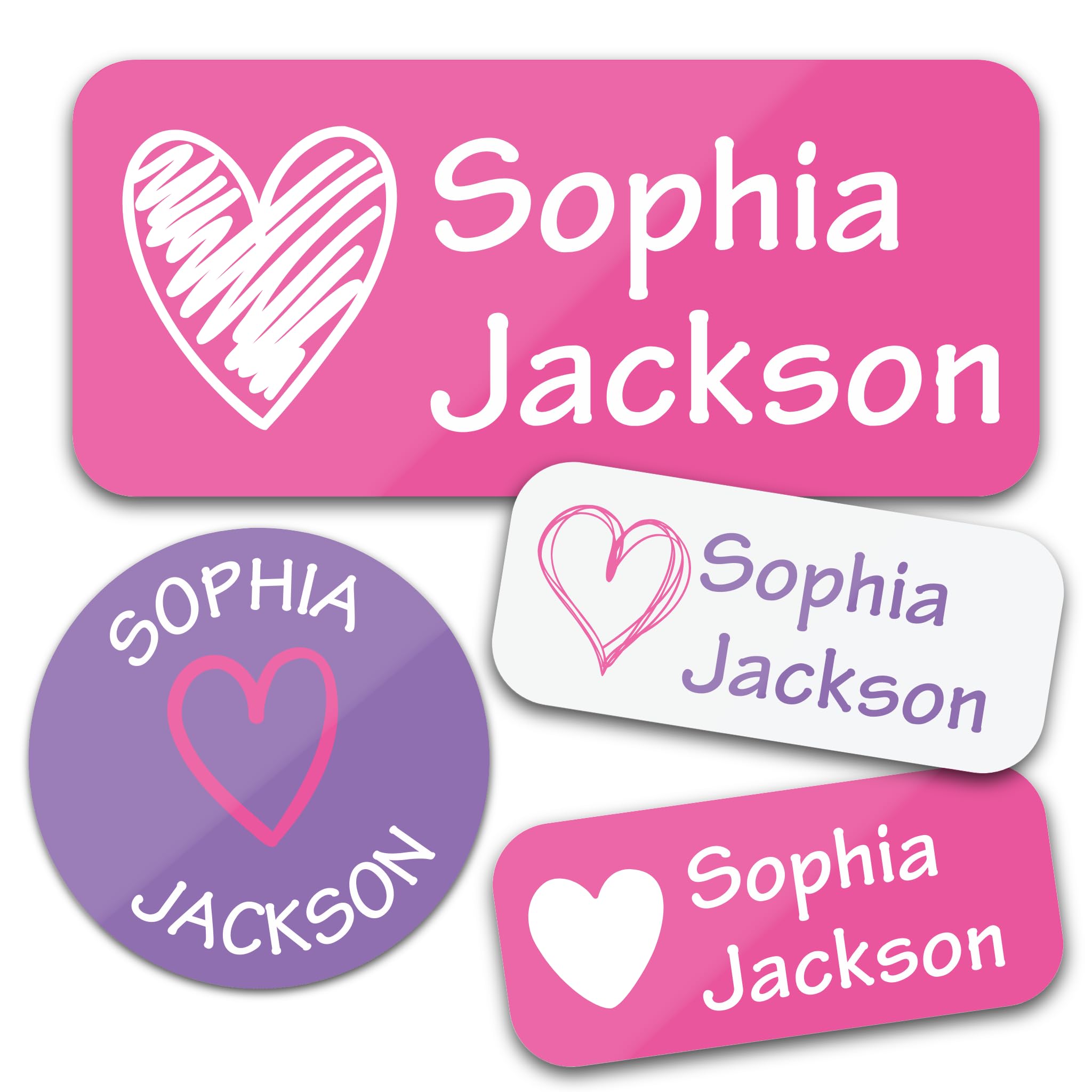Bunny Badges Personalized Daycare Name Labels for Kids (130 Labels) - Custom Waterproof Name Stickers for Clothing Tags, Water Bottles, Lunch Boxes