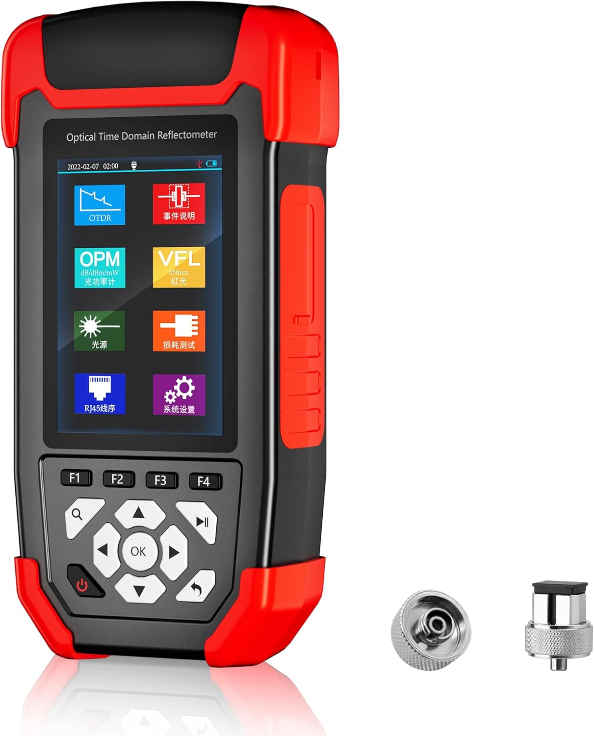 8in1 OTDR Multifunction OTDR Fiber Optic Tester, Handheld Optical Power Meter 1310/1550nm SM Mini Fiber Optic Analyzer 24/22 dB with OPM/OLS/VFL/RJ45 Test Rang 10m-60Km FC/SC Connector