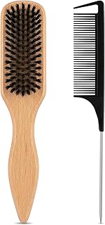 Professional Slick Back Hair Brush & Rat Tail Comb Set