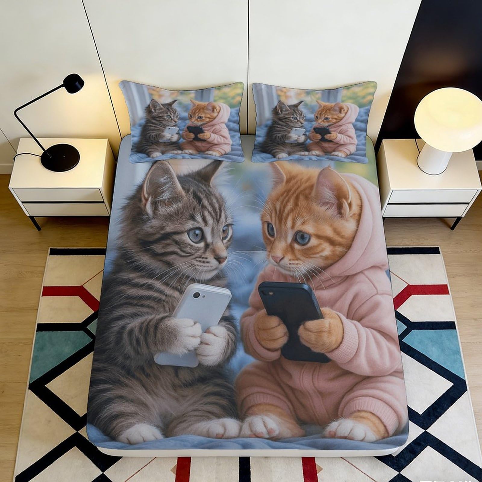 3D Printed Aurora Penguin Fitted Sheet Microfiber Non-Slip Deep Pocket Aurora Penguin Mattress Fitted Cover for Bedroom Adults Teens 160x200x25cm