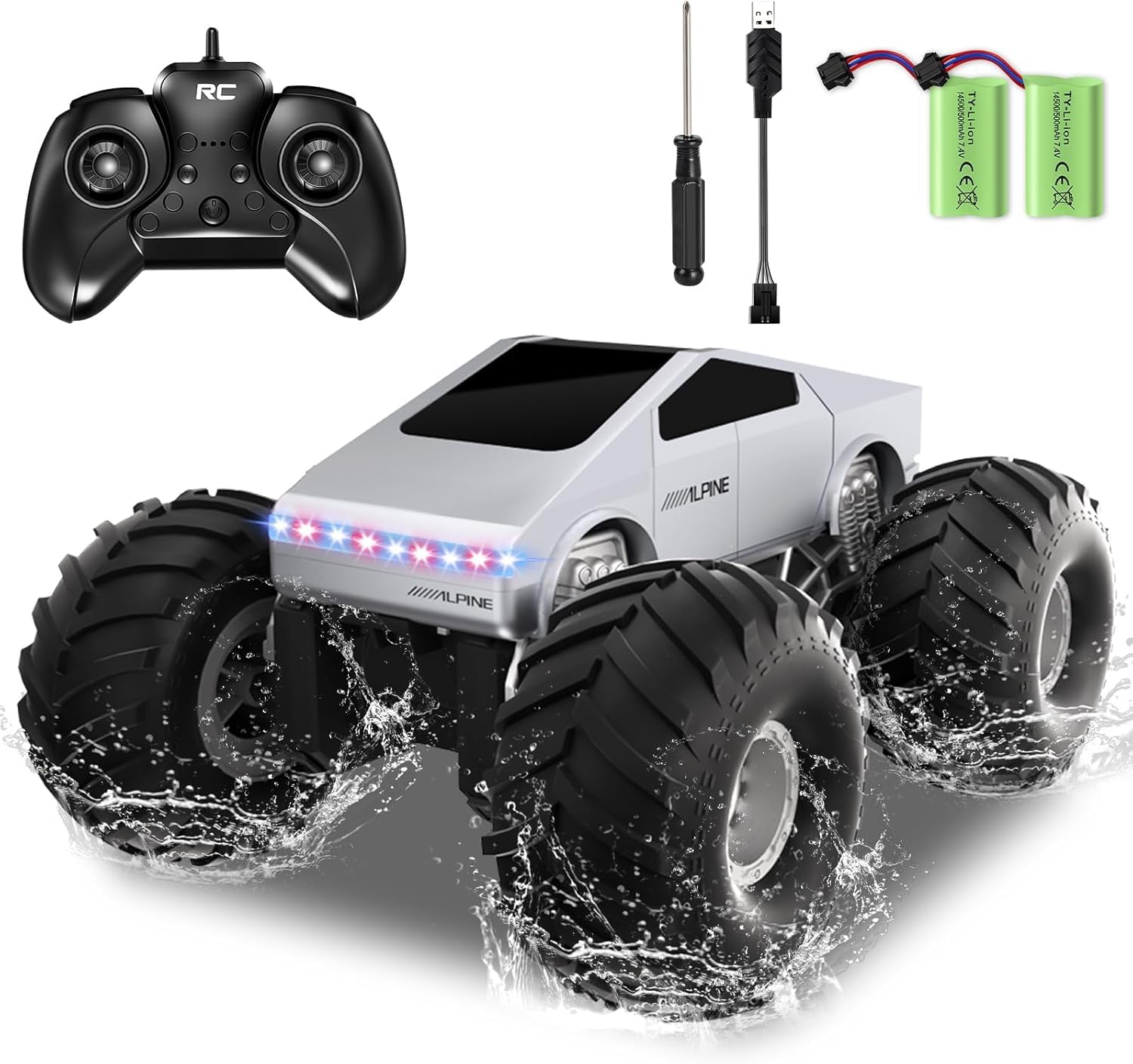 Remote Control Car, 1:16 RC Cars Scale All Terrain Electric Vehicle, LED Lights Toys Monster Trucks PCS, Brithday Gift for Boys Girls & Adults
