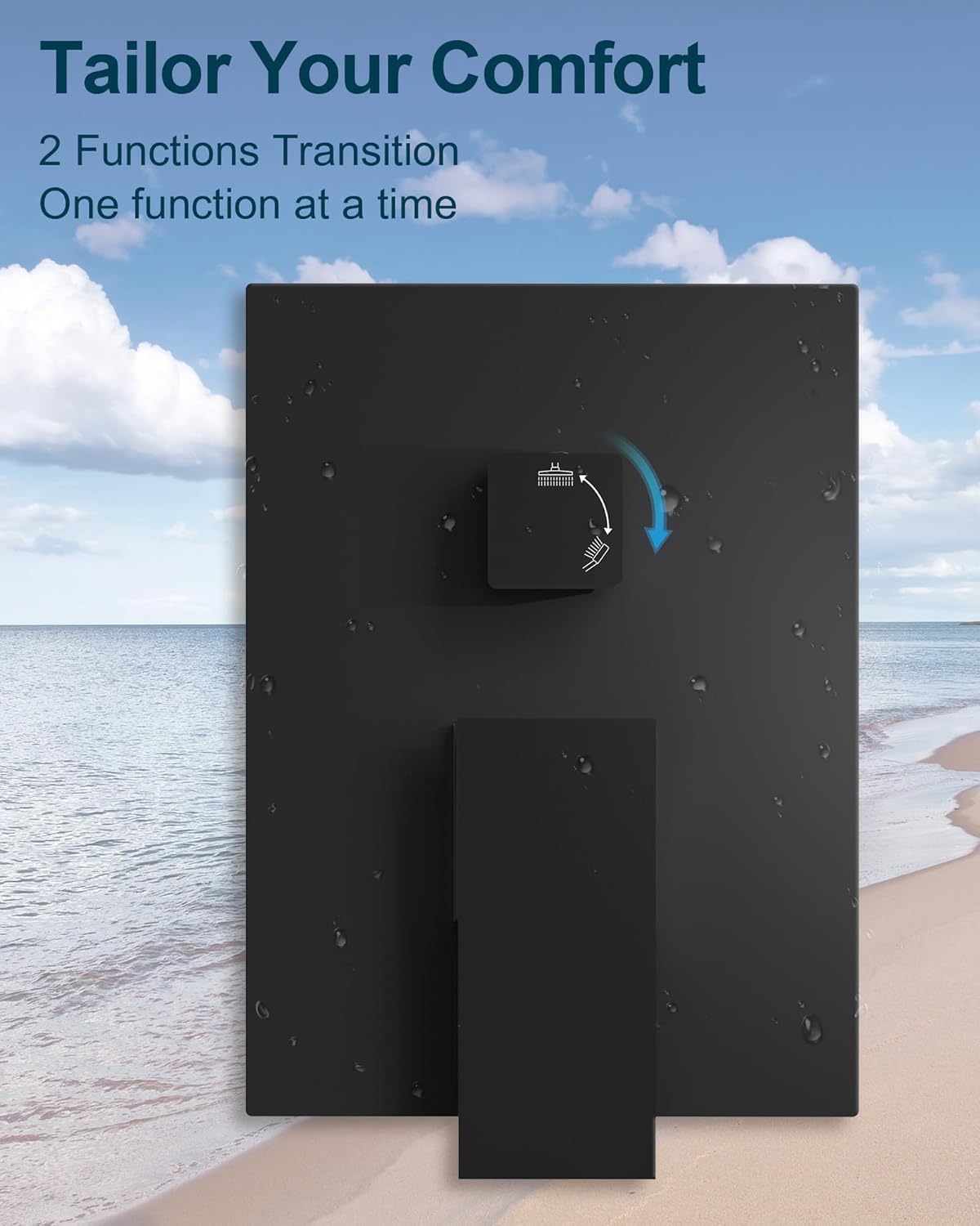 Shower System with 10" Ceiling Rain Head, Handheld Sprayer, Pressure Balance Valve, 2 Spray Modes Matte Black