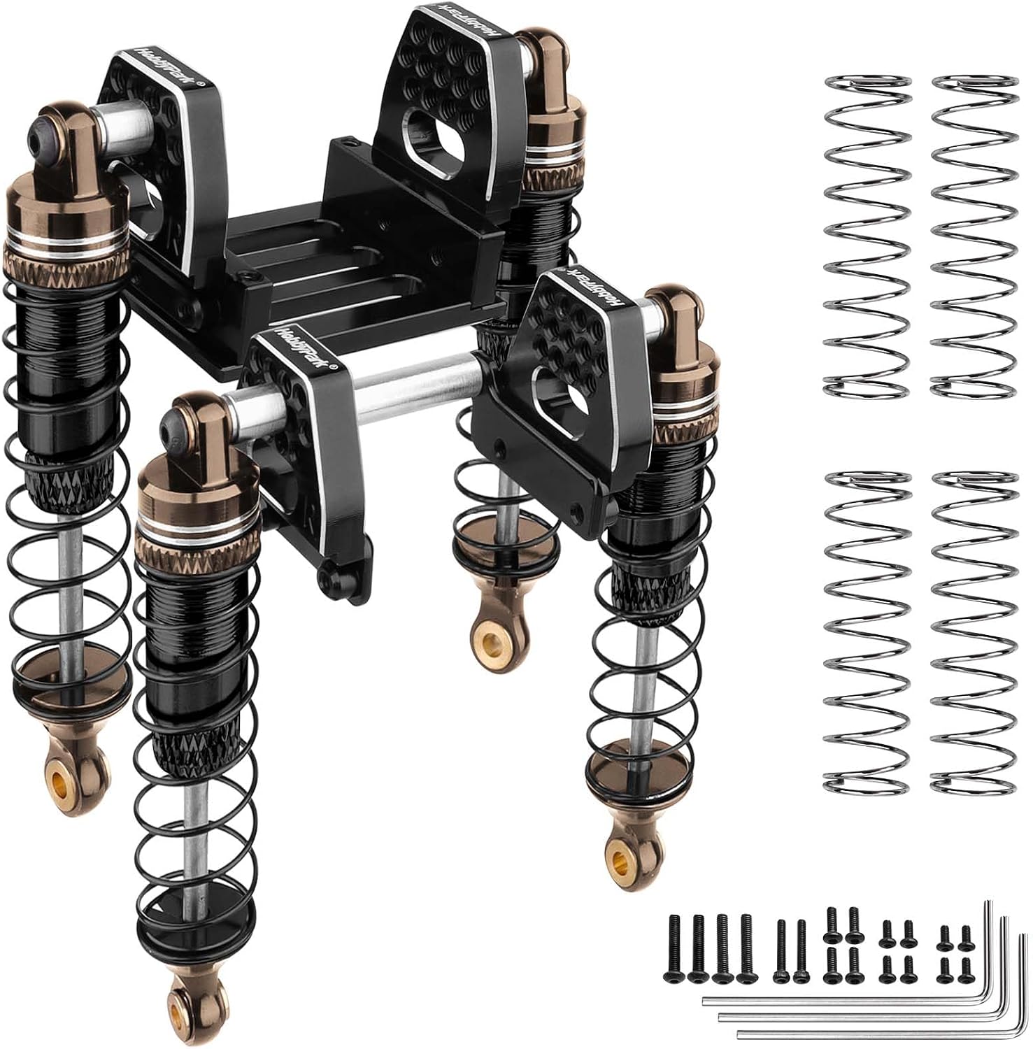 HobbyPark 59mm Aluminum Shocks for TRX4M 1/18 Crawler Shock Absorber Upgrade with Adjustable Shock Mounts Front & Rear Shock Towers (Black)