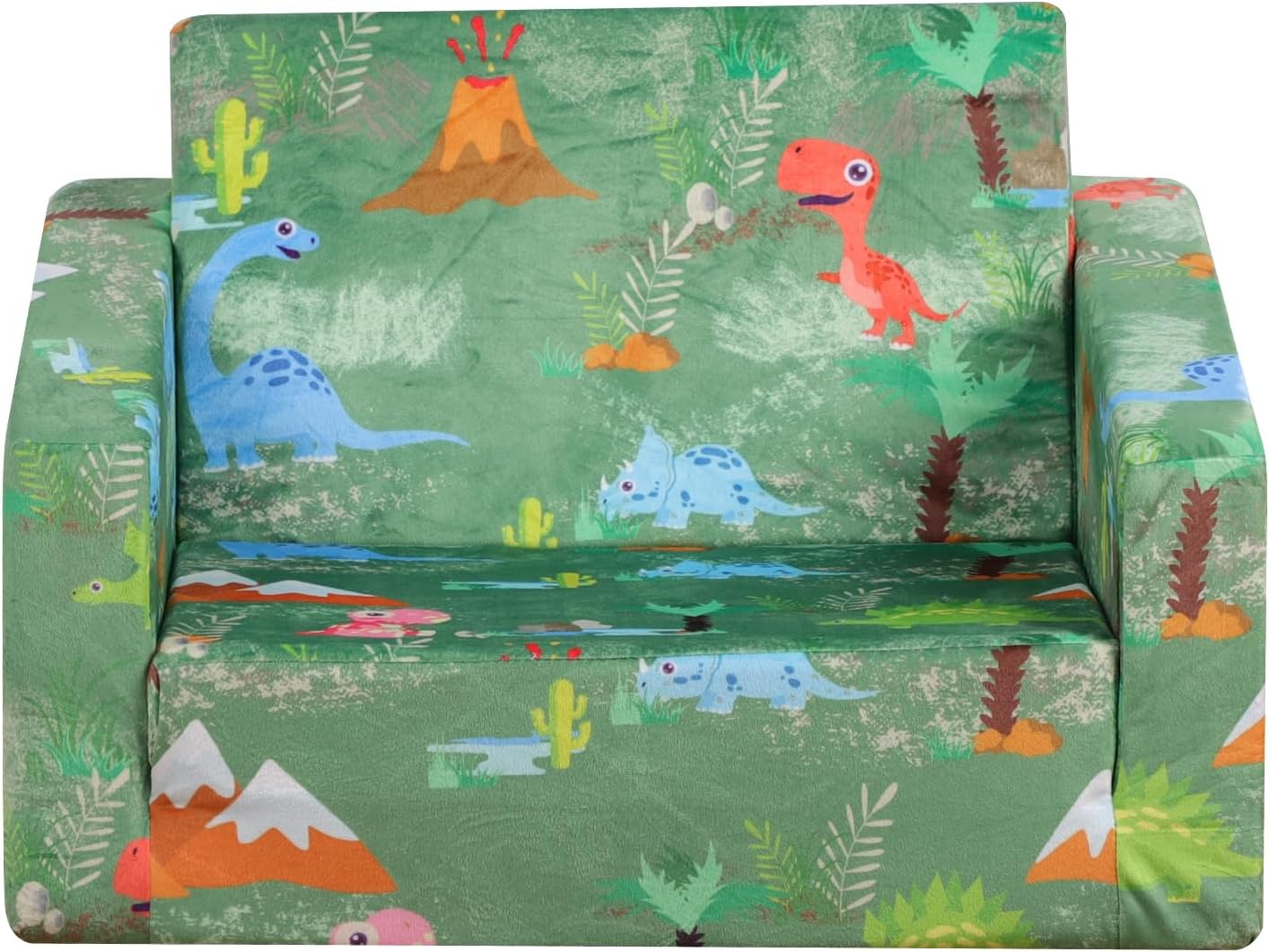 Foam Kid Sofa Chair,2 in 1 Convertible Sofa to Bed for Baby,Velvet Toddler Sofa Couch with Side Pocket for Kid Using (W22.04) (Green)