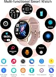 Montres intelligentes pour les femmes - Montre de fitness avec écran tactile 1,32'', compteur d'étape, SpO2 Moniteur de sommeil de fréquence cardiaque, suivi des activités IP68 Smartwatch étanche pour iOS Android