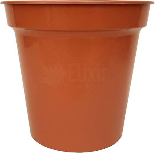 Elixir Gardens Glossy Recycled Plastic Terracotta Plant Pot Various Sizes 3,4,5,6,7,8,10,12.5,15