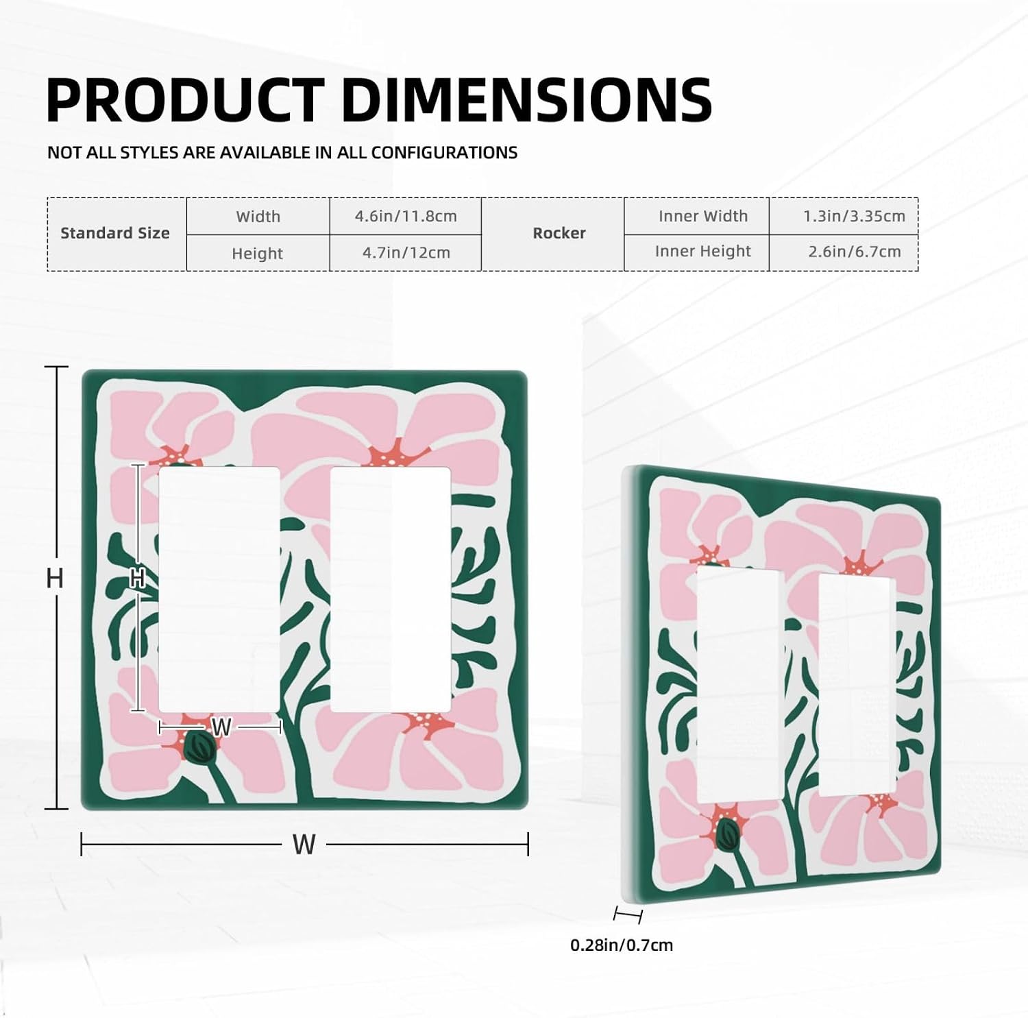Retro Geometric Matisse Flower Boho Cute Pink 2 Gang Double Rocker/GFCI Light Switch Cover Decorative Outlet Wall Plate Electrical Faceplate Home Bedroom Art Panel Decor Screwless image 5