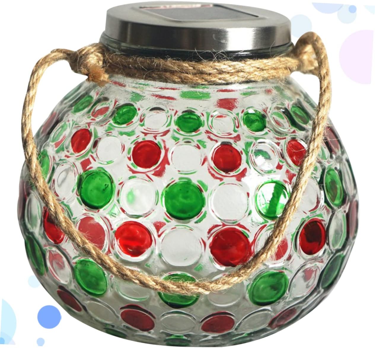 DOITOOL 2pcs Solar Powered Glass Jar Lamp Decorative Hanging Light for Courtyard Landscape Unique Pattern Rechargeable Battery for Garden Patio Lawn and Home Random Style