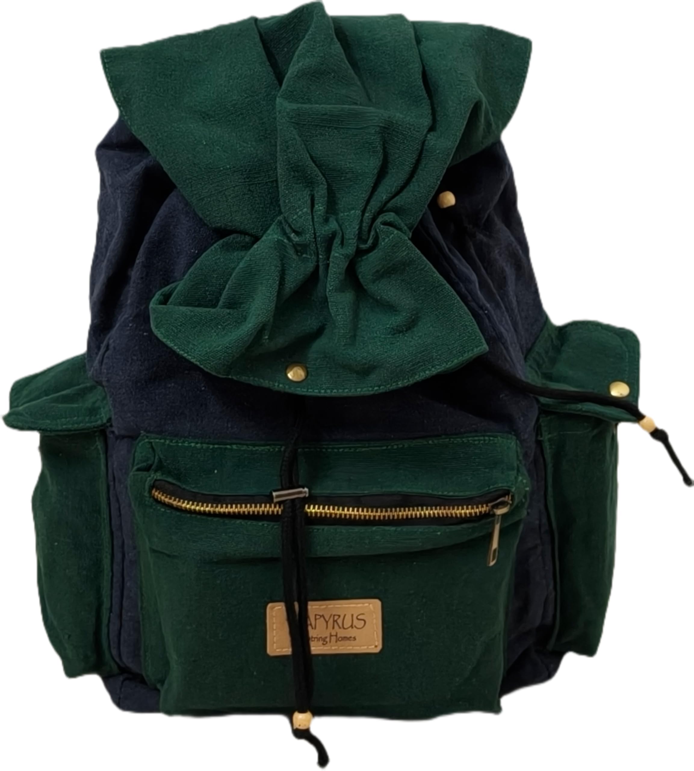 ROUGH CANVAS COTTON DRAWSTRING BACKPACK/Antique fittings//HANDMADE/VINTAGE/HIGLY DURABLE/WASHABLE/Wild life lover-image-23