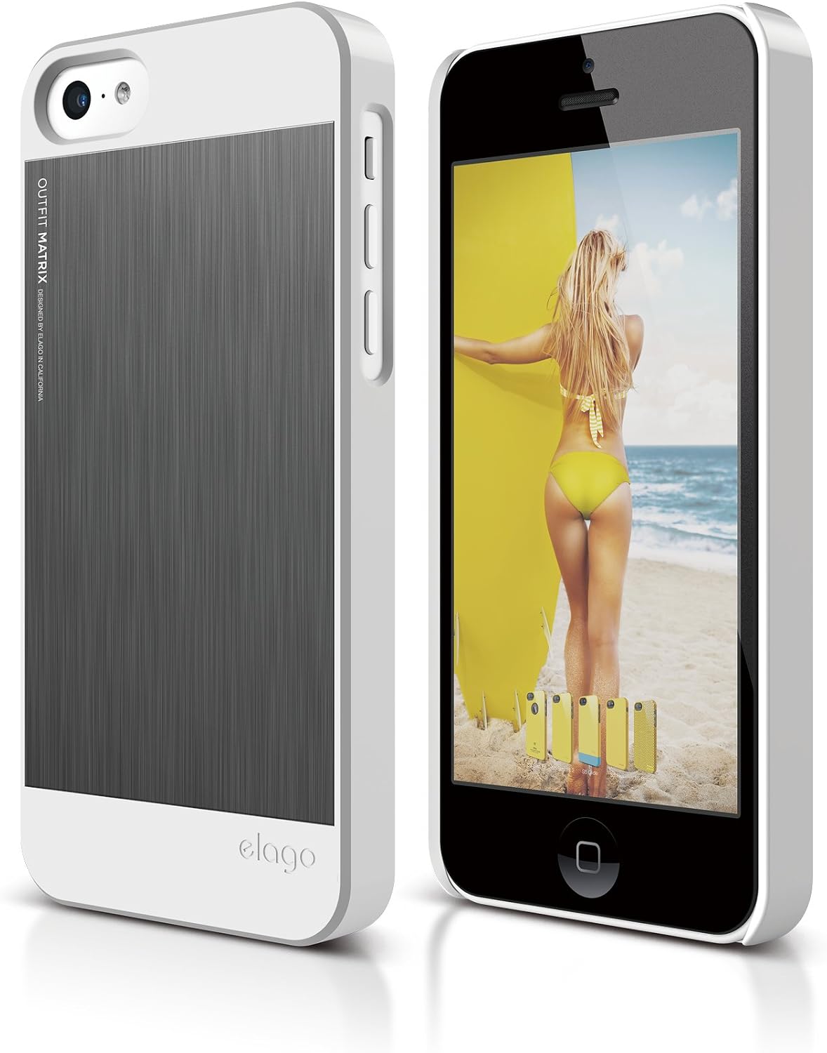 elago S5C Outfit Morph MX Aluminum and Polycarbonate Dual Case for The iPhone 5C - eco Friendly Retail Packaging (White/Dark Grey)
