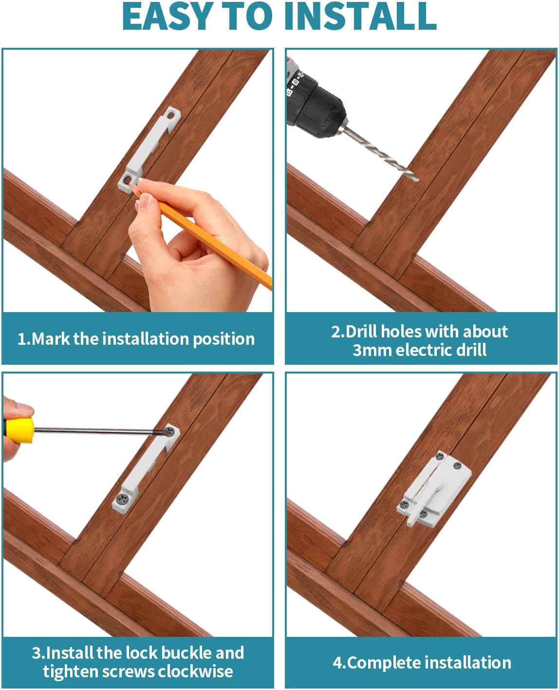 Window Sash Locks, 2 PCS Window Latches Replacement, Window Locks for up and Down Windows, Replacement Window Locks for Vertical and Horizontal Sliding Windows
