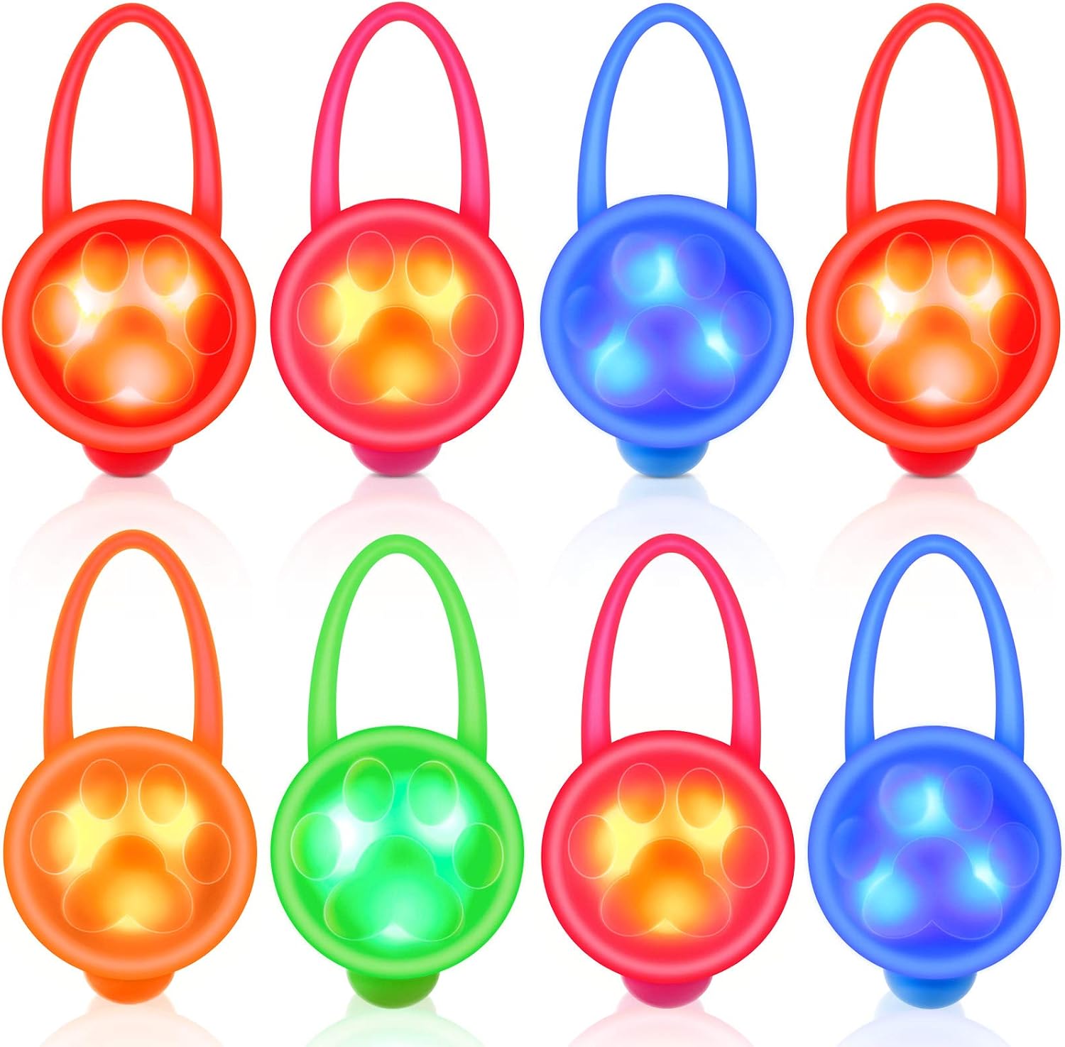 8 Pieces Dog Collar Light Waterproof Silicon Dog Collar Light LED Night Pet Strobe Harness Leash Necklace Lights for Walking Camping…