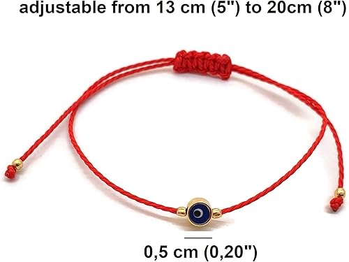 Miniatura 4 de MYSTIC JEWELS by Dalia - Pulsera de hilo rojo - Ojo azul turco giratorio para la buena suerte