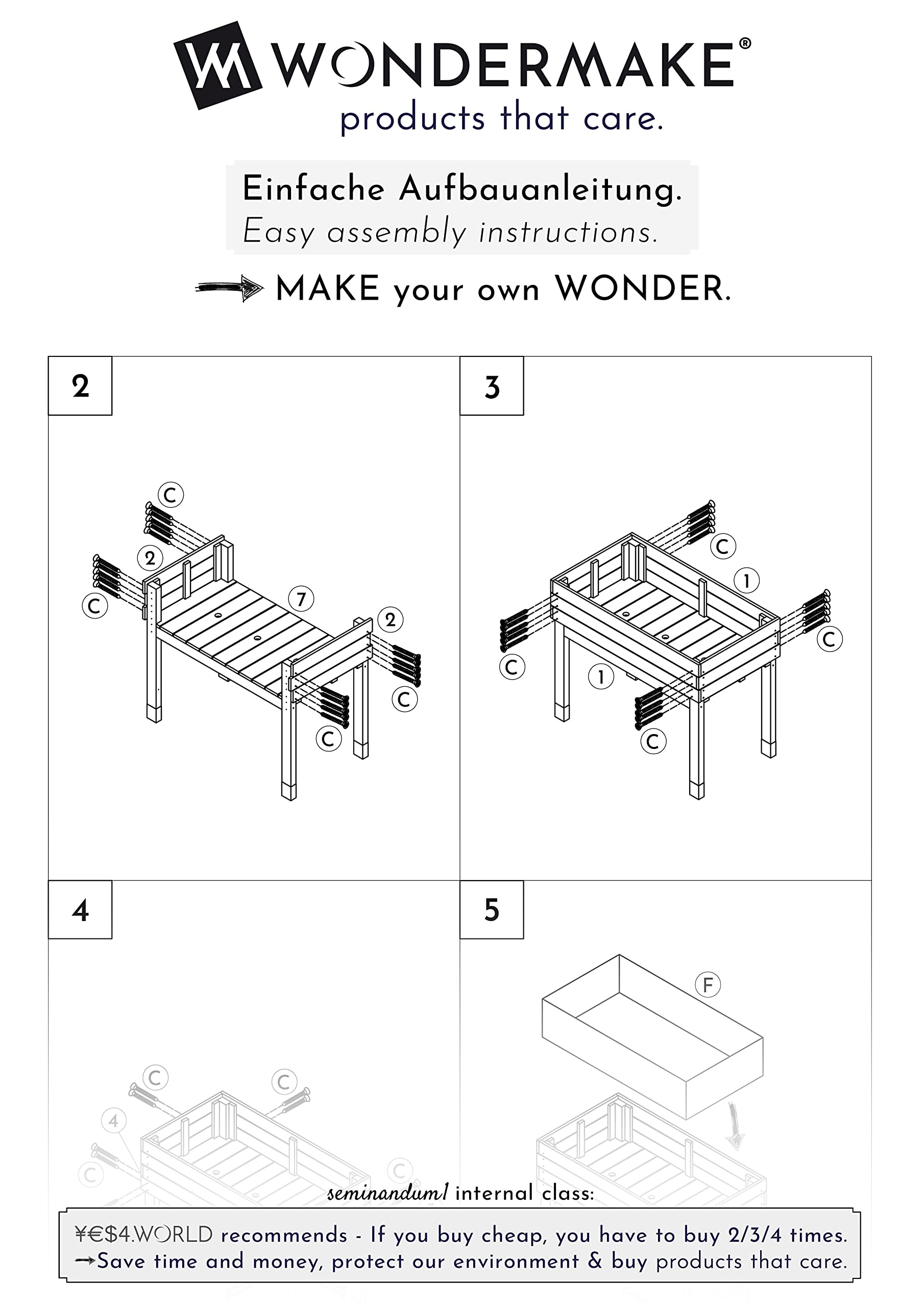 Huerto Urbano, Jardinera elevada de Madera de Cerezo para jardín, balcón o terraza, Kit de Maceta XL Rectangular lámina Interior, para Hierbas aromáticas, marrón Negro